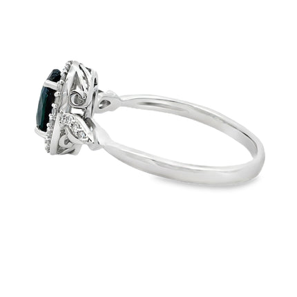 Natural 1.07ct Sapphire Diamond Ring 10KT White Gold