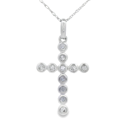 .12ct Diamond Cross Religious Pendant 14KT White Gold