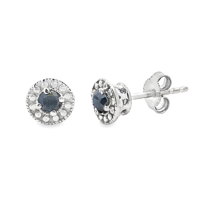 Natural .25ct Diamond Stud Earrings Sterling Silver
