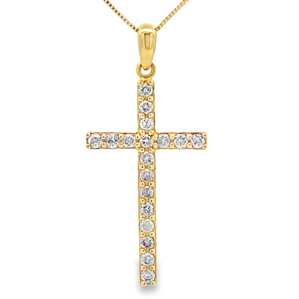 .25ct Diamond Cross Religious Pendant 14KT Yellow Gold