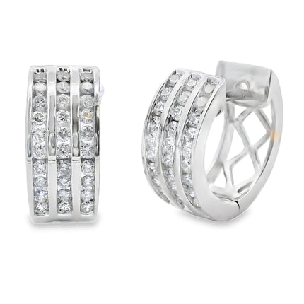 Genuine .50ct Diamond Hoop Earrings 14KT White Gold