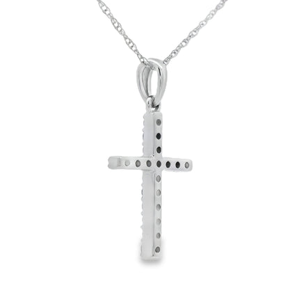 .13ct Diamond Cross Religious Pendant 14KT White Gold