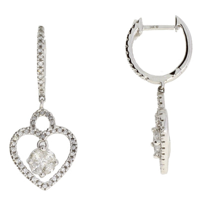 Natural .50ct Diamond Dangle Earrings 14KT White Gold
