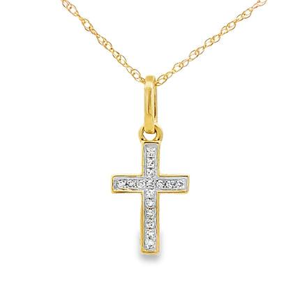 .04ct Diamond Cross Religious Pendant 10KT Yellow Gold
