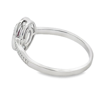 Genuine .62ct Garnet Diamond Ring 10KT White Gold