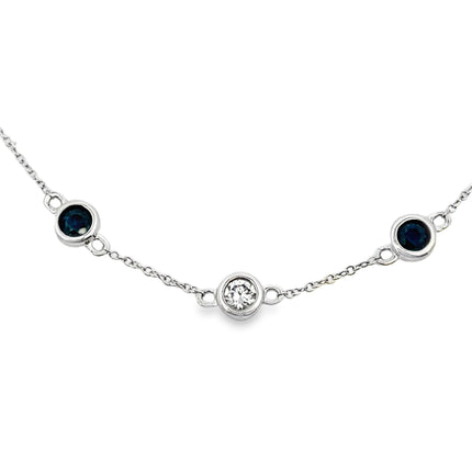 Natural .67ct Sapphire Diamond Bracelet 14KT White Gold