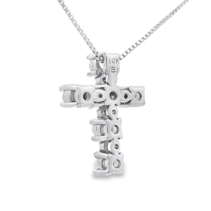 Opal Diamond Cross Religious Pendant 10KT White Gold