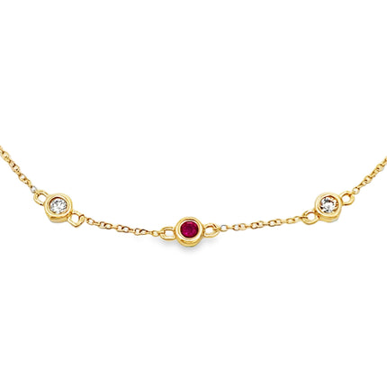 Natural .25ct Ruby Diamond Bracelet 14KT Yellow Gold