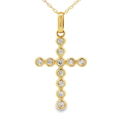 .20ct Diamond Cross Religious Pendant 14KT Yellow Gold