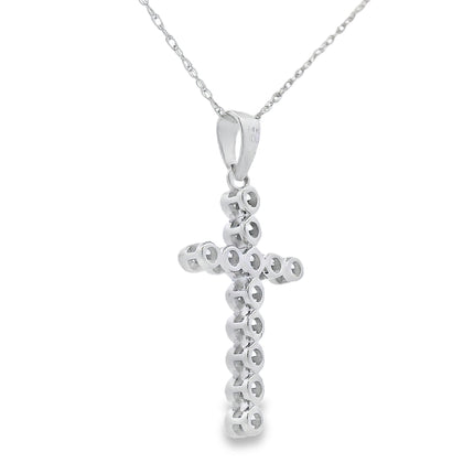 .12ct Diamond Cross Religious Pendant 14KT White Gold