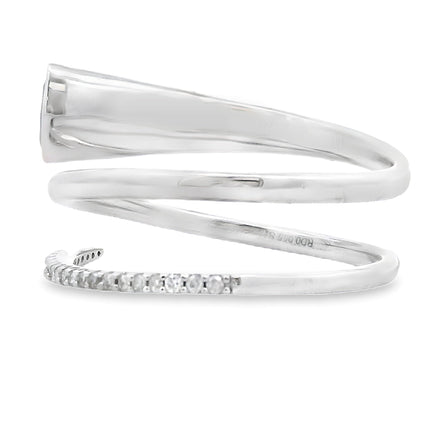 Natural .78ct Sapphire Diamond Ring 14KT White Gold