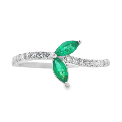 Genuine .29ct Emerald Diamond Ring 14KT White Gold