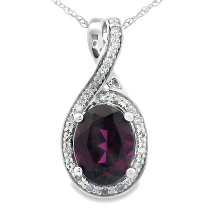 1.61ct Garnet Diamond Fashion Pendants 14KT White Gold