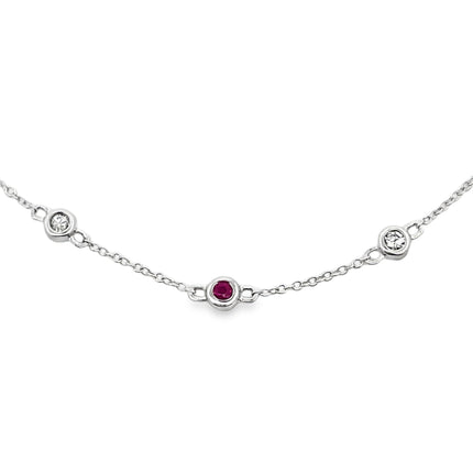 Natural .16ct Ruby Diamond Bracelet 14KT White Gold