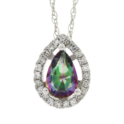 Treated Topaz Diamond Fashion Pendants 14KT White Gold
