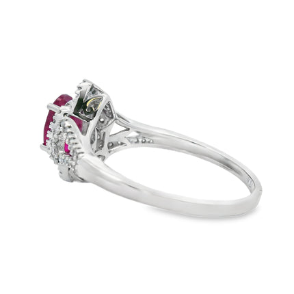 Natural 1.26ct Ruby Diamond Ring 14KT White Gold