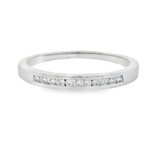 Genuine .11ct Diamond Wedding Band Ring 14KT White Gold