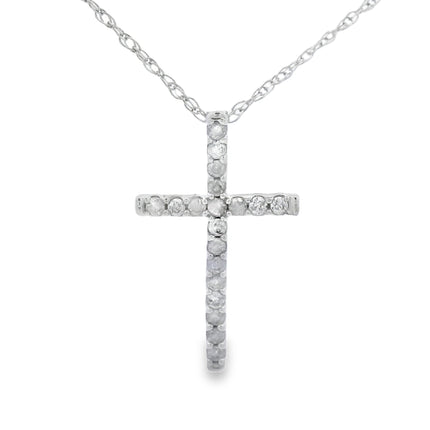 .10ct Diamond Cross Religious Pendant 14KT White Gold