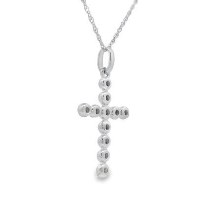 .09ct Diamond Cross Religious Pendant 14KT White Gold