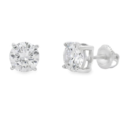 Genuine 2.40ct Moissanite Stud Earrings Sterling Silver