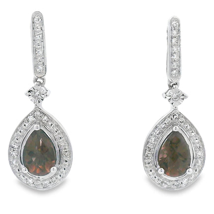 .84ct Quartz Diamond Dangle Earrings 10KT White Gold