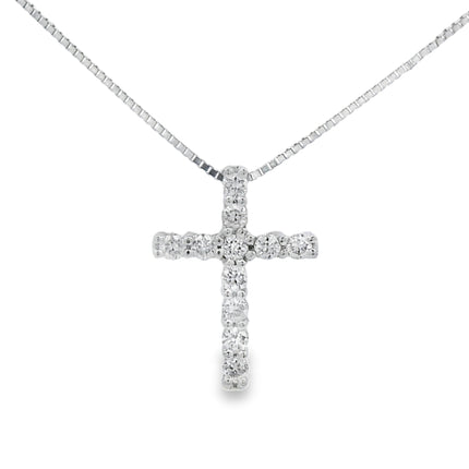 .15ct Diamond Cross Religious Pendant 14KT White Gold
