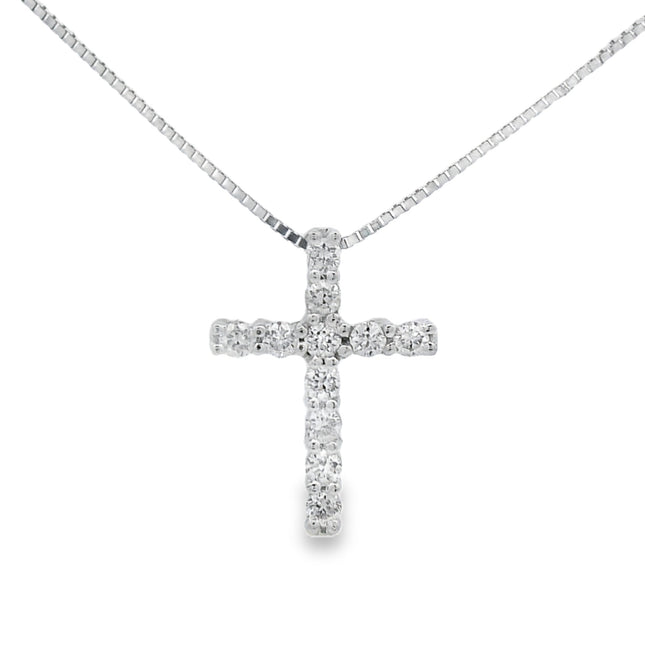 .15ct Diamond Cross Religious Pendant 14KT White Gold