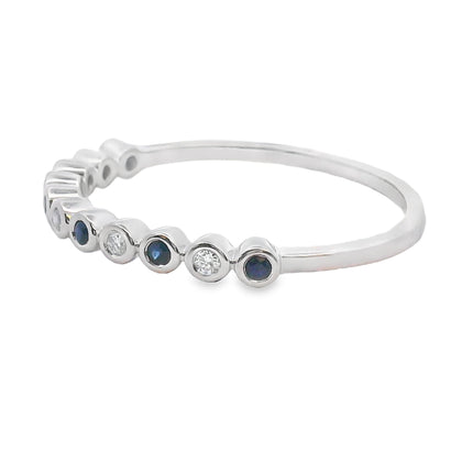 Sapphire Diamond stackable band set 14KT White Gold