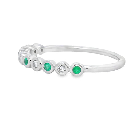 Emerald Diamond stackable band set 14KT White Gold