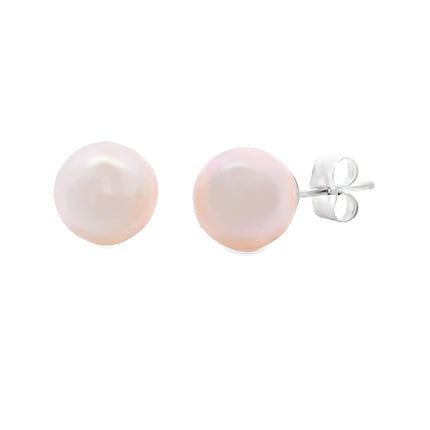Natural FW Pearl Stud Earrings 14KT White Gold