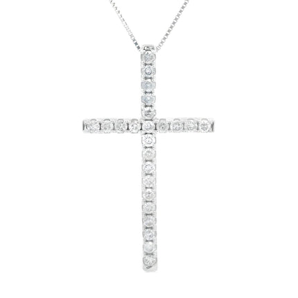 .38ct Diamond Cross Religious Pendant 14KT White Gold