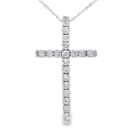 .33ct Diamond Cross Religious Pendant 14KT White Gold
