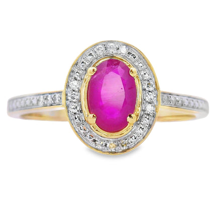 Natural .67ct Ruby Diamond Ring 10KT Yellow Gold