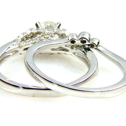 .90ct Antique Style Engagement Ring Set 14KT White Gold