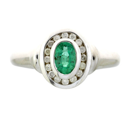 Natural .60ct Emerald Diamond Ring 10KT White Gold