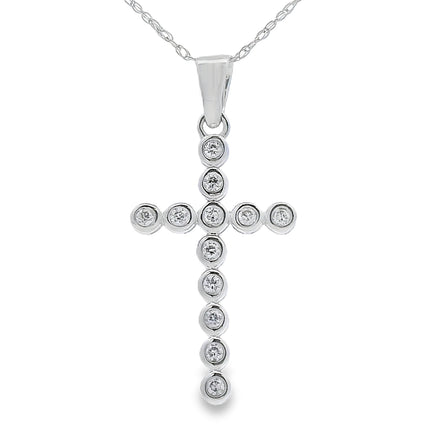 .12ct Diamond Cross Religious Pendant 14KT White Gold
