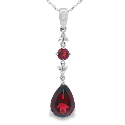 2.25ct Garnet Diamond Fashion Pendants 14KT White Gold