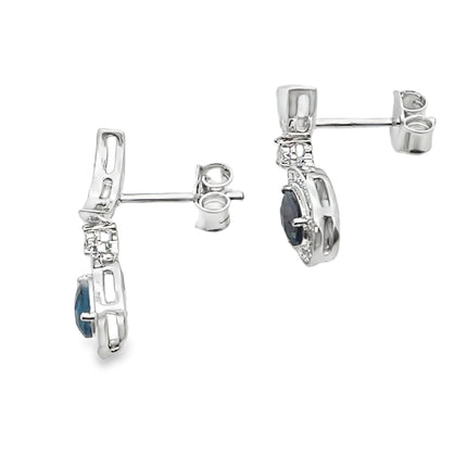 .59ct London Blue Topaz Dangle Earrings 10KT White Gold