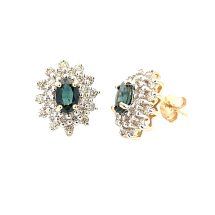 2.30ct Sapphire Diamond Earrings 14KT Yellow Gold