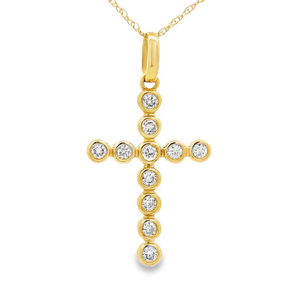 .31ct Diamond Cross Religious Pendant 14KT Yellow Gold