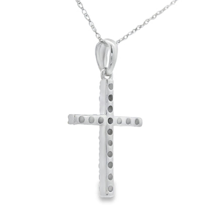 .25ct Diamond Cross Religious Pendant 14KT White Gold