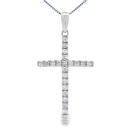 .21ct Diamond Cross Religious Pendant 14KT White Gold