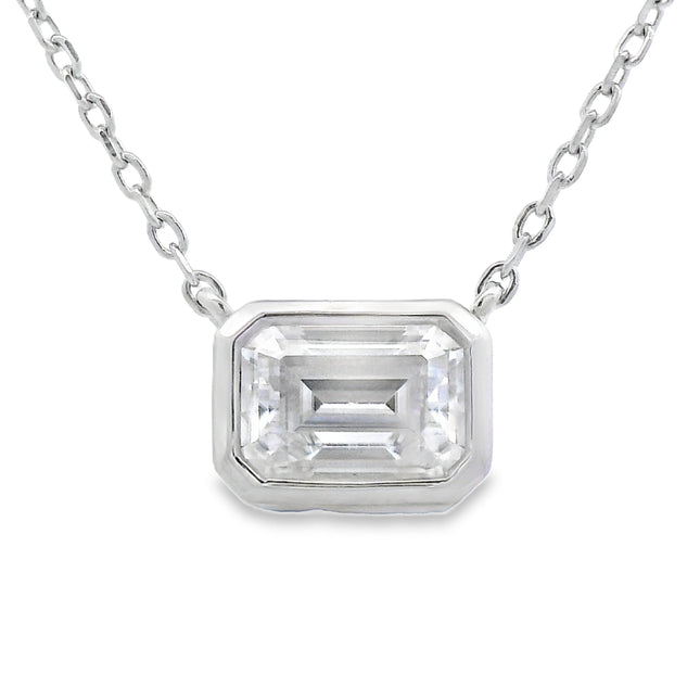 Natural .85ct Moissanite Pendant Sterling Silver