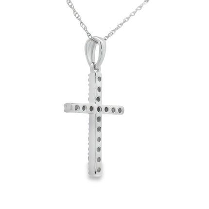 .19ct Diamond Cross Religious Pendant 14KT White Gold
