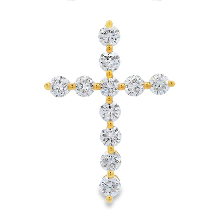 Natural .83ct Cross Religious Pendant 14KT Yellow Gold