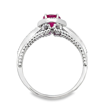 1.35 Ct Genuine Ruby Diamond Ring 14K White Gold | Luxury Gemstone Ring