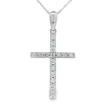 .45ct Diamond Cross Religious Pendant 14KT White Gold