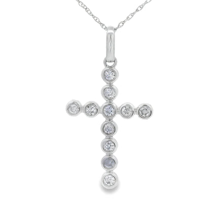 .31ct Diamond Cross Religious Pendant 14KT White Gold