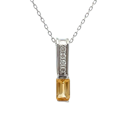 .06ct Citrine Diamond Fashion Pendants 10KT White Gold