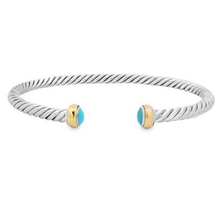 Turquoise Bangle Bracelet Sterling Silver 18KT Gold